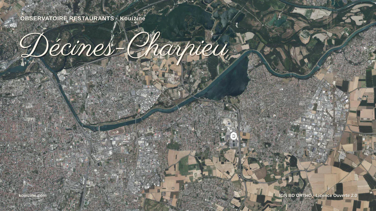 Vue aérienne de Décines-Charpieu