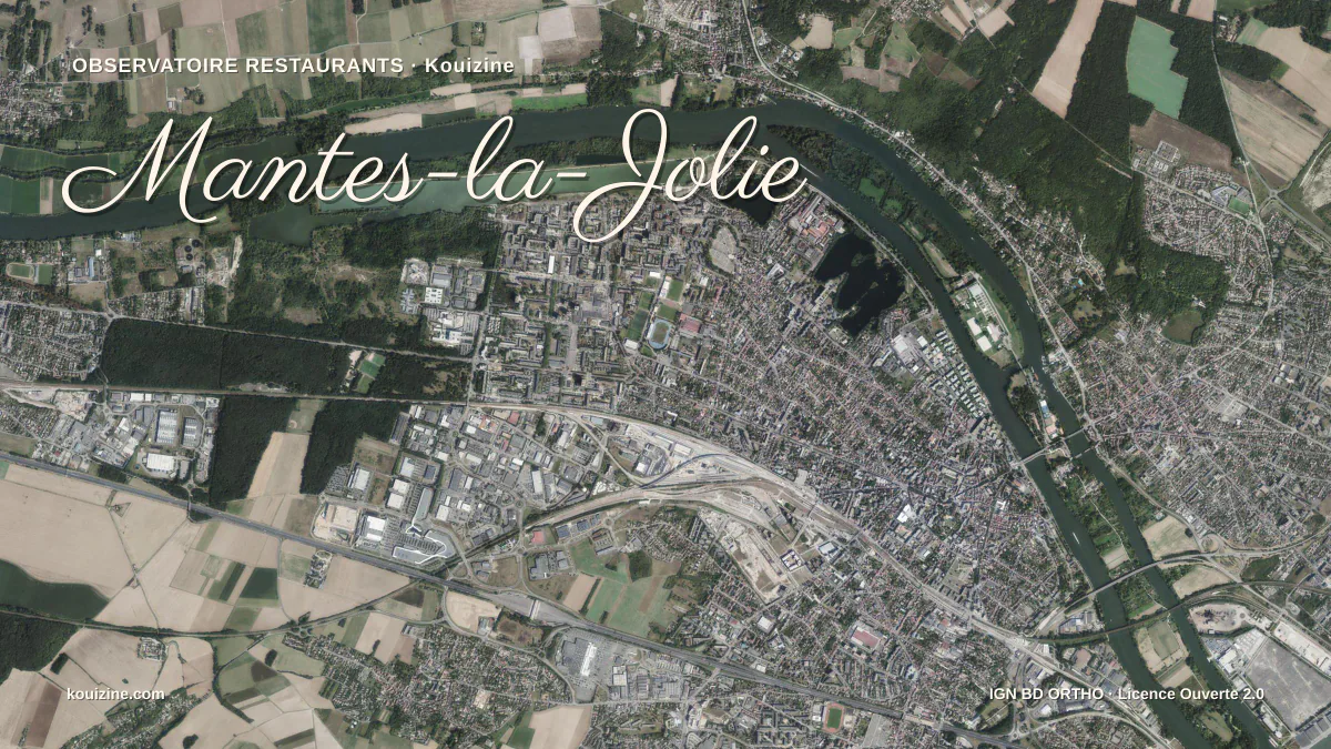 Vue aérienne de Mantes-la-Jolie